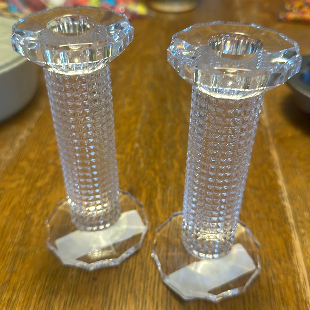 Mikasa Nob Hill Single Light Candlesticks Clear Crystal 5.75” Tall